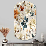 Autumn Orange And White Cottage Flowers - Asymmetric Metal Wall Art