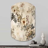 Vintage Beige Floral Countryhome Charm - Asymmetric Metal Wall Art