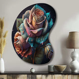 Multicolor Hyperrealistic Roses - Asymmetric Metal Wall Art