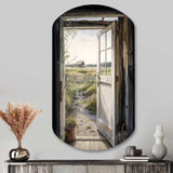 View From A Cottage Country Door I - Asymmetric Metal Wall Art