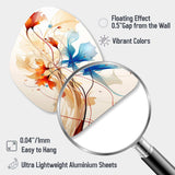 Watercolor Modern Floral In Orange And Blue - Asymmetric Metal Wall Art