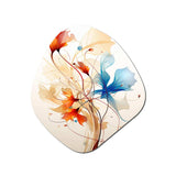 Watercolor Modern Floral In Orange And Blue - Asymmetric Metal Wall Art