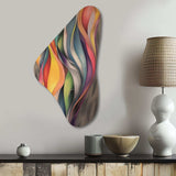 Vintage Colourful Pastel Leaves Watercolor Gray I - Asymmetric Metal Wall Art