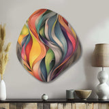 Vintage Colourful Pastel Leaves Watercolor Gray I - Asymmetric Metal Wall Art
