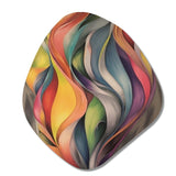 Vintage Colourful Pastel Leaves Watercolor Gray I - Asymmetric Metal Wall Art