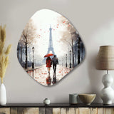 Love In Paris Vintage Watercolor I - Asymmetric Metal Wall Art