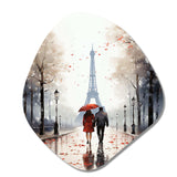 Love In Paris Vintage Watercolor I - Asymmetric Metal Wall Art
