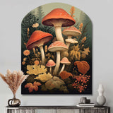 Autumn Mushrooms In Forest Vintage Illustration I - Asymmetric Metal Wall Art
