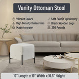 Grey Beige And Orange Farmhouse Floral Pattern - Upholstered Floral Vanity Stool