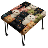 Pink And Black Cat Pattern For Nursery - Upholstered Animal Print Vanity Stool