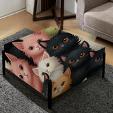 Pink And Black Cat Pattern For Nursery - Upholstered Animal Print Vanity Stool