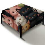 Pink And Black Cat Pattern For Nursery - Upholstered Animal Print Vanity Stool