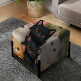 Pink And Black Cat Pattern For Nursery - Upholstered Animal Print Vanity Stool