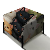 Pink And Black Cat Pattern For Nursery - Upholstered Animal Print Vanity Stool