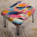 Pink And Blue Abstract Paint Stripes - Upholstered Modern Vanity Stool