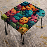 Colorful Curious Feline Army Wallpaper For Kids - Upholstered Modern Vanity Stool