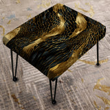 Gilded Opulence In Black & Gold - Upholstered Modern Vanity Stool