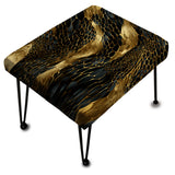 Gilded Opulence In Black & Gold - Upholstered Modern Vanity Stool