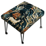 Beige And Green Deer In Forest - Upholstered Farmhouse Vanity Stool