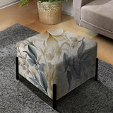 Beige And Grey Flower Serenity Boho Pattern - Upholstered Cottage Vanity Stool