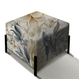 Beige And Grey Flower Serenity Boho Pattern - Upholstered Cottage Vanity Stool
