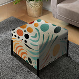 Multicolor Mid Century Pattern On Beige - Upholstered Eclectic Modern Vanity Stool