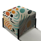 Multicolor Mid Century Pattern On Beige - Upholstered Eclectic Modern Vanity Stool