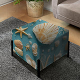 Coastal Seashells Coastal Pattern - Upholstered Beachy Vanity Stool