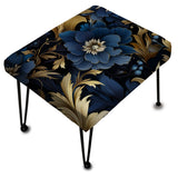 Mystical Blue Damask Mirage - Upholstered Bohemian Vanity Stool