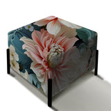 Pink And White Paisley Garden Dream - Upholstered Cottage Vanity Stool