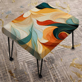 Multicolor Electic Waves Art - Upholstered Bohemian Vanity Stool