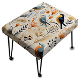 Scandinavian Floral Modern Birds - Upholstered Cottage Vanity Stool