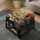 Modern Fusion Grey And Color Floral Pattern - Upholstered Cottage Vanity Stool