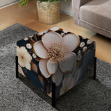 Mystic Pink Floral Splendor - Upholstered Cottage Vanity Stool