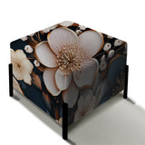 Mystic Pink Floral Splendor - Upholstered Cottage Vanity Stool