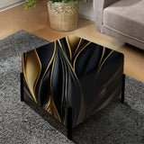 Opulent Black And Gold Glamour Pattern - Upholstered Modern Vanity Stool