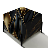 Opulent Black And Gold Glamour Pattern - Upholstered Modern Vanity Stool