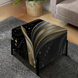 Deep Black And Gold Elegance - Upholstered Glam Vanity Stool