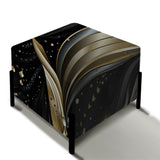 Deep Black And Gold Elegance - Upholstered Glam Vanity Stool