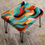 Blue And Orange Maze Illusion - Upholstered Eclectic Modern Vanity Stool