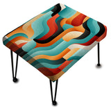 Blue And Orange Maze Illusion - Upholstered Eclectic Modern Vanity Stool