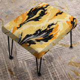 Yellow And Black Vintage Ikat Nostalgia - Upholstered Eclectic Modern Vanity Stool
