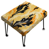 Yellow And Black Vintage Ikat Nostalgia - Upholstered Eclectic Modern Vanity Stool