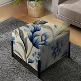 Blue Victorian Ikat Floral Harmony - Upholstered Cottage Vanity Stool