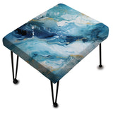 Coastal Blue Elegant Marble Shore - Upholstered Beachy Vanity Stool