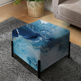Coastal Blue Elegant Marble Shore - Upholstered Beachy Vanity Stool
