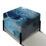 Coastal Blue Elegant Marble Shore - Upholstered Beachy Vanity Stool
