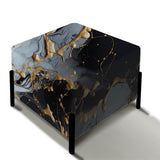 Gilded Gold And Black  Luxe Marble Opulence - Upholstered Modern Vanity Stool