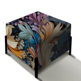 Enchanted Paisley Gard Marble Pattern - Upholstered Marble Vanity Stool - Glam Ottoman