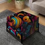 Popart Neon Graffiti Fusion - Upholstered Modern Vanity Stool